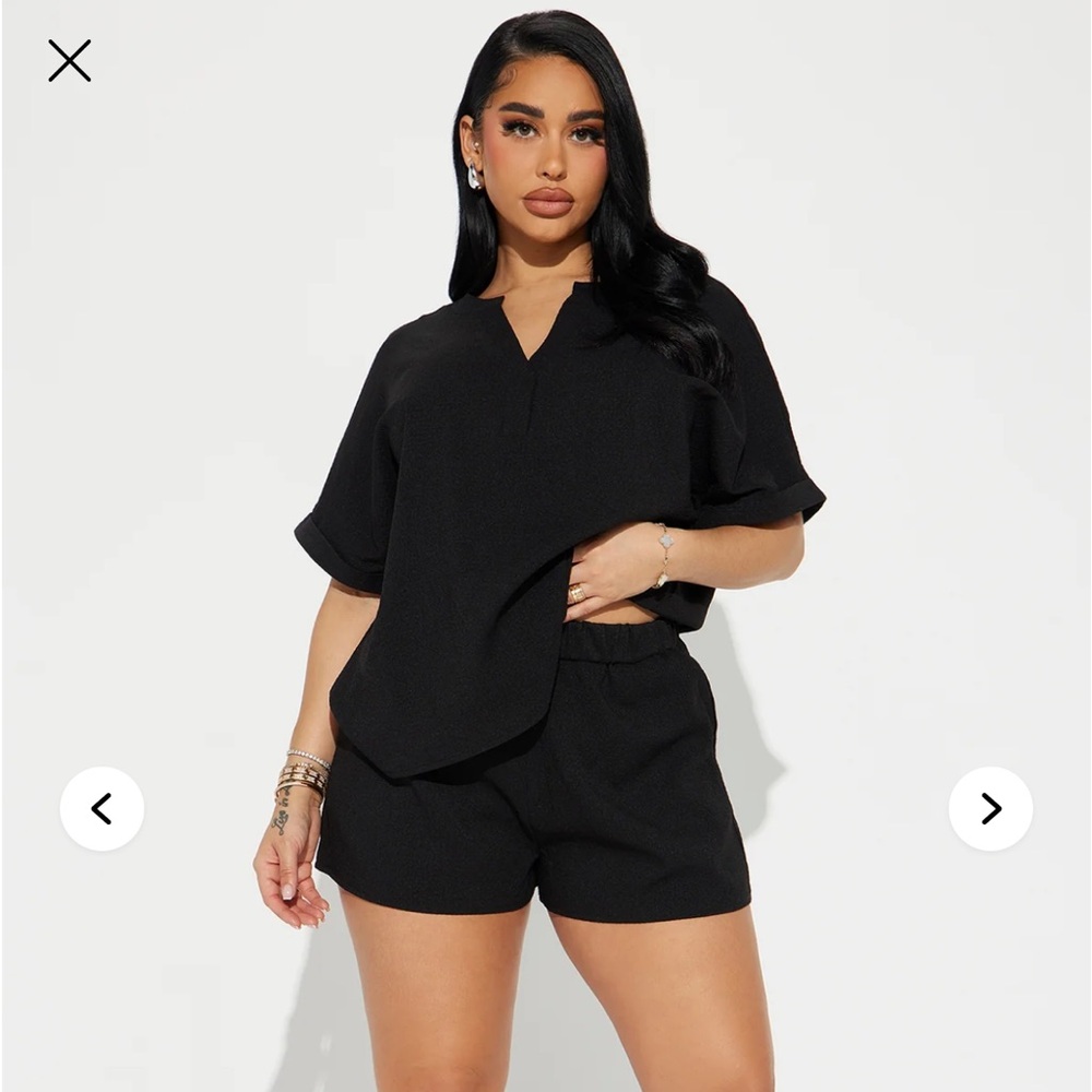 NWT Fashion Nova SET Matching Top and Shorts Black Size 1X